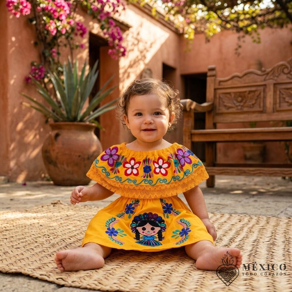 Mexican peasent dress  hand embroidered dress  Size 1